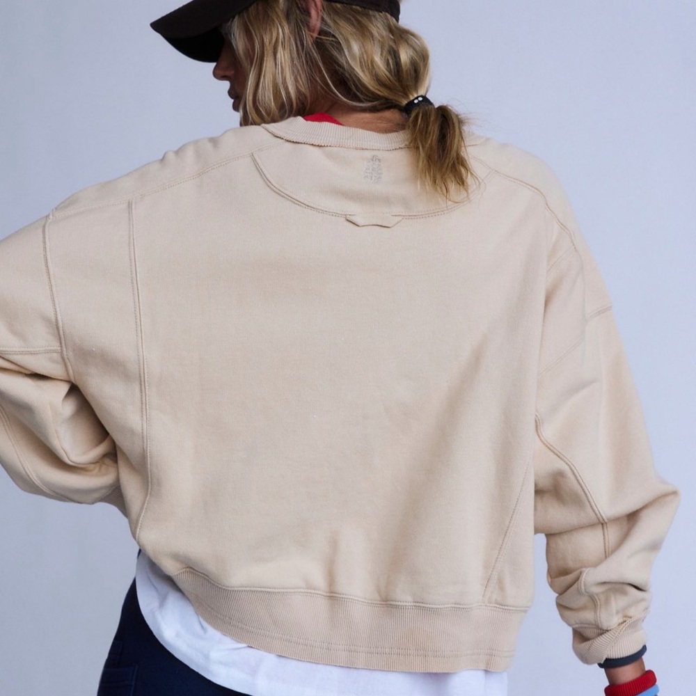 FP Movement Intercept Colorblock Pullover Sweatshirt in Blue/Cream - Picture 5 of 5